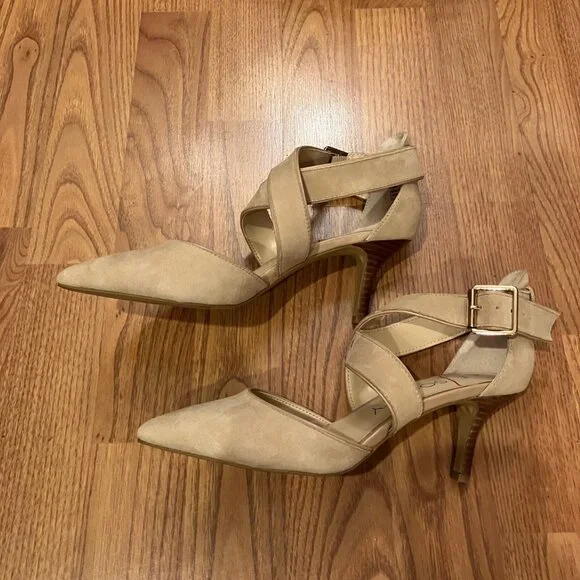 Sole Society Tamra Womens Pump Size 7.5 Taupe Beige Ankle Strap - Picture 5 of 7